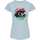 Torn Libya Flag Libyan Day Football Womens Petite Cut T-Shirt Light Blue