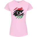 Torn Libya Flag Libyan Day Football Womens Petite Cut T-Shirt Light Pink