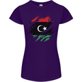 Torn Libya Flag Libyan Day Football Womens Petite Cut T-Shirt Purple