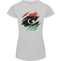 Torn Libya Flag Libyan Day Football Womens Petite Cut T-Shirt Sports Grey