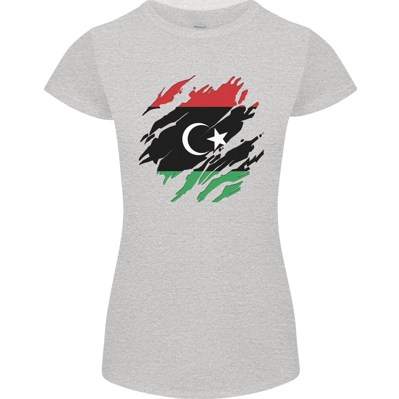 Torn Libya Flag Libyan Day Football Womens Petite Cut T-Shirt Sports Grey