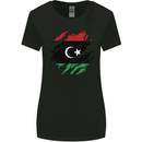 Torn Libya Flag Libyan Day Football Womens Wider Cut T-Shirt Black