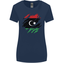 Torn Libya Flag Libyan Day Football Womens Wider Cut T-Shirt Navy Blue