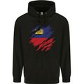 Torn Liechtenstein Flag Liechtensteiner Day Football Childrens Kids Hoodie Black