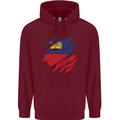 Torn Liechtenstein Flag Liechtensteiner Day Football Childrens Kids Hoodie Maroon