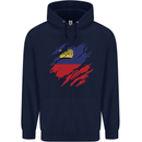 Torn Liechtenstein Flag Liechtensteiner Day Football Childrens Kids Hoodie Navy Blue