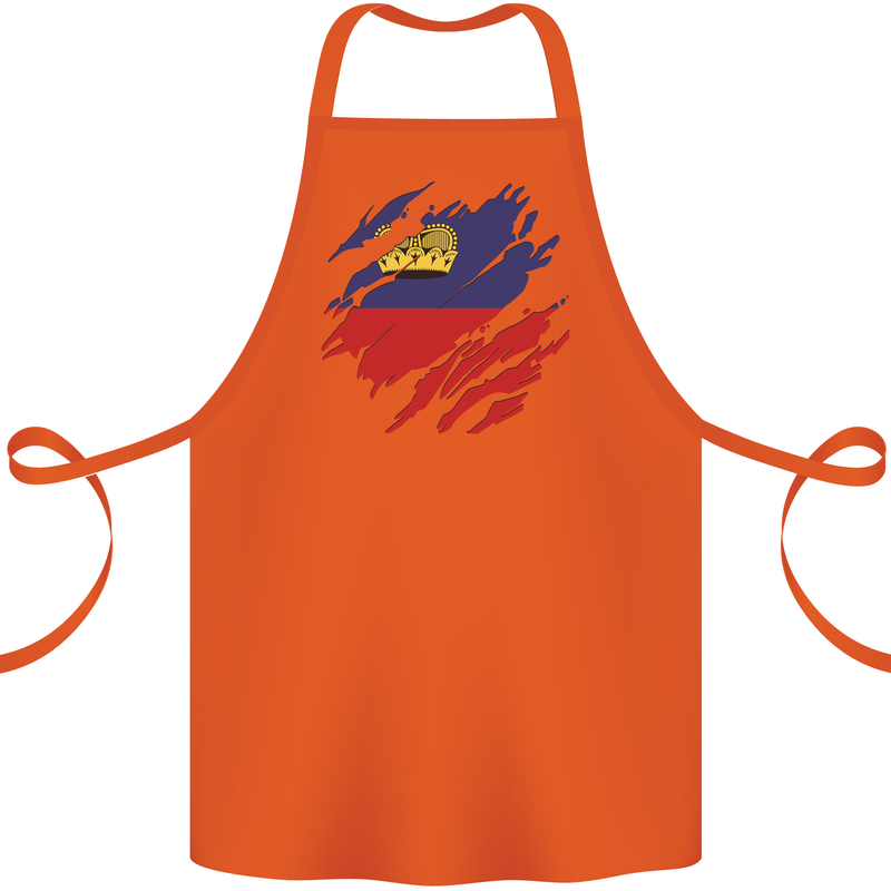 Torn Liechtenstein Flag Liechtensteiner Day Football Cotton Apron 100% Organic Orange