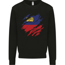 Torn Liechtenstein Flag Liechtensteiner Day Football Kids Sweatshirt Jumper Black
