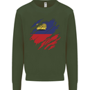 Torn Liechtenstein Flag Liechtensteiner Day Football Kids Sweatshirt Jumper Forest Green