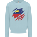 Torn Liechtenstein Flag Liechtensteiner Day Football Kids Sweatshirt Jumper Light Blue