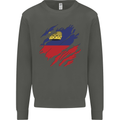Torn Liechtenstein Flag Liechtensteiner Day Football Kids Sweatshirt Jumper Storm Grey