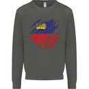 Torn Liechtenstein Flag Liechtensteiner Day Football Kids Sweatshirt Jumper Storm Grey