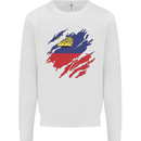 Torn Liechtenstein Flag Liechtensteiner Day Football Kids Sweatshirt Jumper White