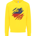 Torn Liechtenstein Flag Liechtensteiner Day Football Kids Sweatshirt Jumper Yellow