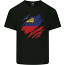 Torn Liechtenstein Flag Liechtensteiner Day Football Kids T-Shirt Childrens Black