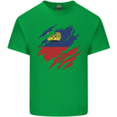 Torn Liechtenstein Flag Liechtensteiner Day Football Kids T-Shirt Childrens Irish Green