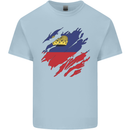 Torn Liechtenstein Flag Liechtensteiner Day Football Kids T-Shirt Childrens Light Blue