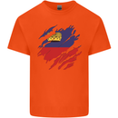 Torn Liechtenstein Flag Liechtensteiner Day Football Kids T-Shirt Childrens Orange