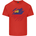 Torn Liechtenstein Flag Liechtensteiner Day Football Kids T-Shirt Childrens Red