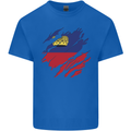 Torn Liechtenstein Flag Liechtensteiner Day Football Kids T-Shirt Childrens Royal Blue