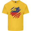 Torn Liechtenstein Flag Liechtensteiner Day Football Kids T-Shirt Childrens Yellow