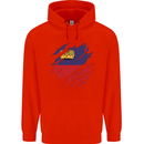 Torn Liechtenstein Flag Liechtensteiner Day Football Mens 80% Cotton Hoodie Bright Red