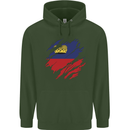 Torn Liechtenstein Flag Liechtensteiner Day Football Mens 80% Cotton Hoodie Forest Green