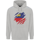 Torn Liechtenstein Flag Liechtensteiner Day Football Mens 80% Cotton Hoodie Sports Grey
