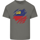 Torn Liechtenstein Flag Liechtensteiner Day Football Mens Cotton T-Shirt Tee Top Charcoal