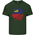 Torn Liechtenstein Flag Liechtensteiner Day Football Mens Cotton T-Shirt Tee Top Forest Green
