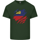 Torn Liechtenstein Flag Liechtensteiner Day Football Mens Cotton T-Shirt Tee Top Forest Green