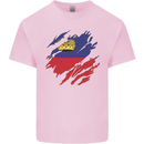 Torn Liechtenstein Flag Liechtensteiner Day Football Mens Cotton T-Shirt Tee Top Light Pink