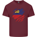 Torn Liechtenstein Flag Liechtensteiner Day Football Mens Cotton T-Shirt Tee Top Maroon