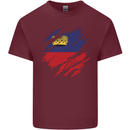 Torn Liechtenstein Flag Liechtensteiner Day Football Mens Cotton T-Shirt Tee Top Maroon