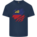 Torn Liechtenstein Flag Liechtensteiner Day Football Mens Cotton T-Shirt Tee Top Navy Blue