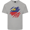 Torn Liechtenstein Flag Liechtensteiner Day Football Mens Cotton T-Shirt Tee Top Sports Grey