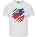 Torn Liechtenstein Flag Liechtensteiner Day Football Mens Cotton T-Shirt Tee Top White
