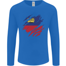 Torn Liechtenstein Flag Liechtensteiner Day Football Mens Long Sleeve T-Shirt Royal Blue