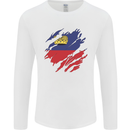Torn Liechtenstein Flag Liechtensteiner Day Football Mens Long Sleeve T-Shirt White