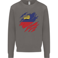 Torn Liechtenstein Flag Liechtensteiner Day Football Mens Sweatshirt Jumper Charcoal