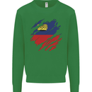 Torn Liechtenstein Flag Liechtensteiner Day Football Mens Sweatshirt Jumper Irish Green