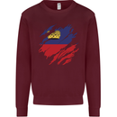 Torn Liechtenstein Flag Liechtensteiner Day Football Mens Sweatshirt Jumper Maroon