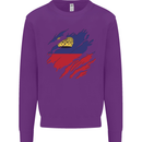 Torn Liechtenstein Flag Liechtensteiner Day Football Mens Sweatshirt Jumper Purple