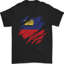 Torn Liechtenstein Flag Liechtensteiner Day Football Mens T-Shirt 100% Cotton Black