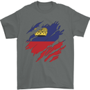 Torn Liechtenstein Flag Liechtensteiner Day Football Mens T-Shirt 100% Cotton Charcoal