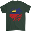 Torn Liechtenstein Flag Liechtensteiner Day Football Mens T-Shirt 100% Cotton Forest Green