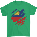 Torn Liechtenstein Flag Liechtensteiner Day Football Mens T-Shirt 100% Cotton Irish Green