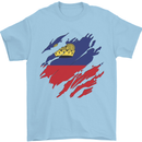 Torn Liechtenstein Flag Liechtensteiner Day Football Mens T-Shirt 100% Cotton Light Blue