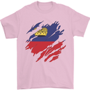 Torn Liechtenstein Flag Liechtensteiner Day Football Mens T-Shirt 100% Cotton Light Pink