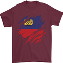Torn Liechtenstein Flag Liechtensteiner Day Football Mens T-Shirt 100% Cotton Maroon